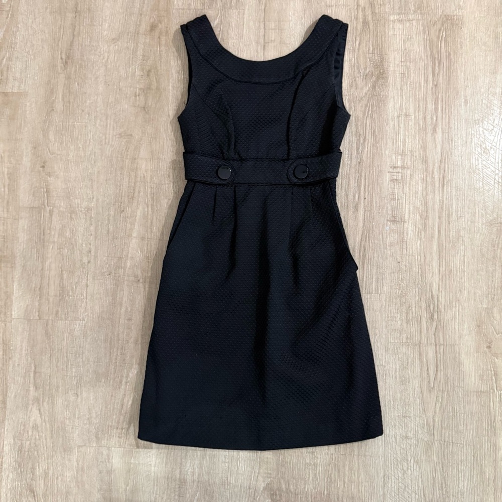 A.B.S by Allen Schwartz Black Textured V-Back Sheath Dress – Size S
